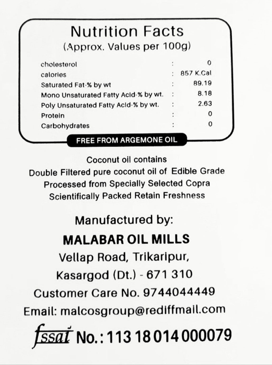 Malabar Coconut Oil 1 Litre