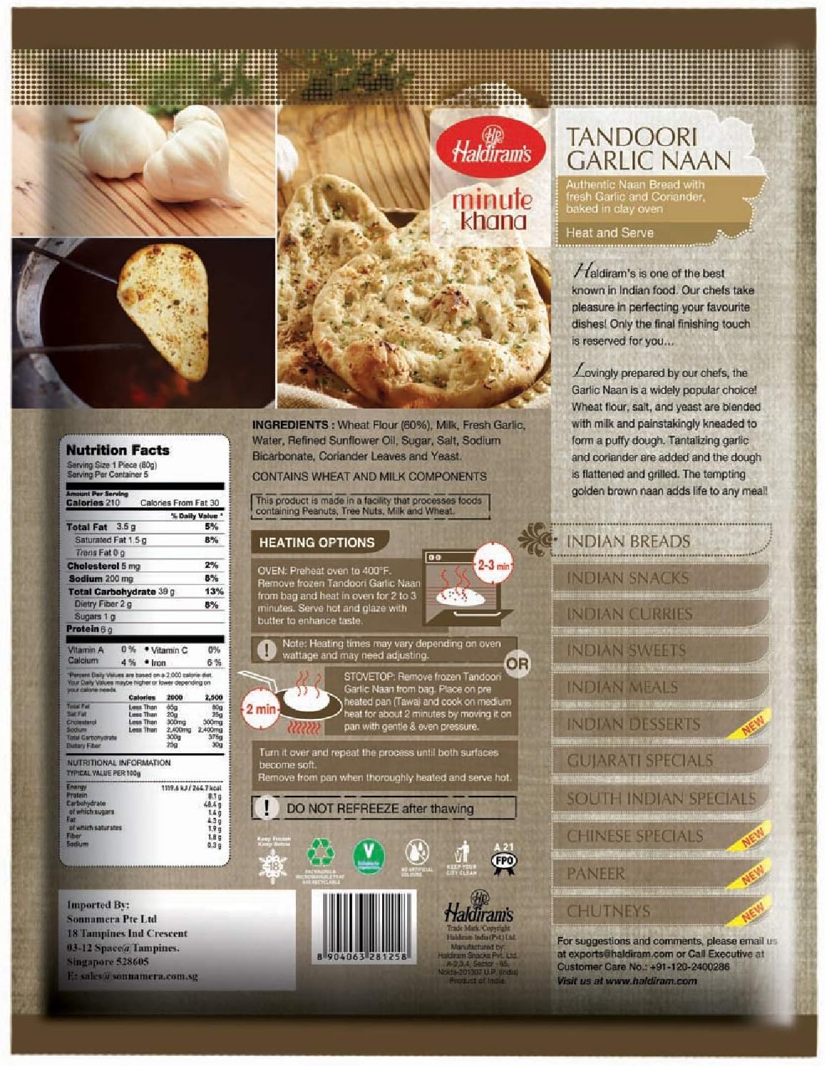 Haldiram's Tandoori Garlic Naan 5pcs 400g
