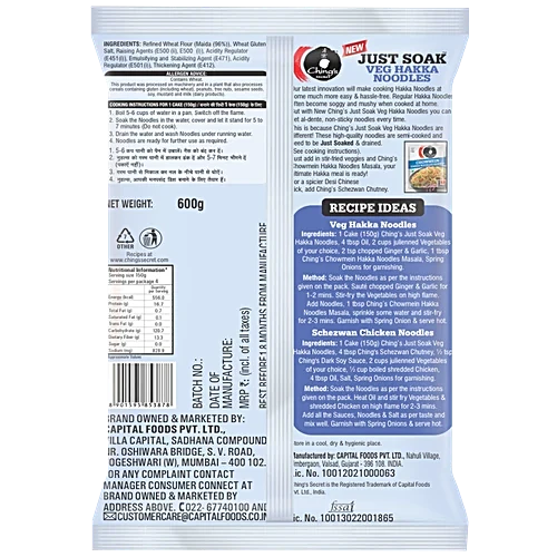 Chings Veg Hakka Noodles 600g (Family Pack)