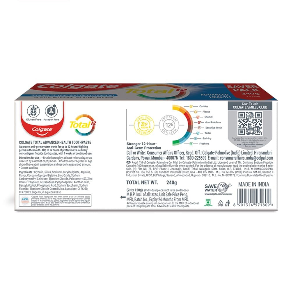 Colgate Total Advance Health Tooth Paste (120g + 120g)