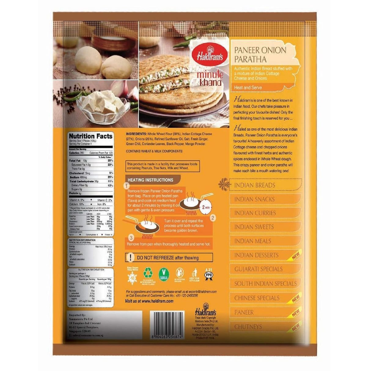 Haldiram's Paneer Onion Paratha 4pc