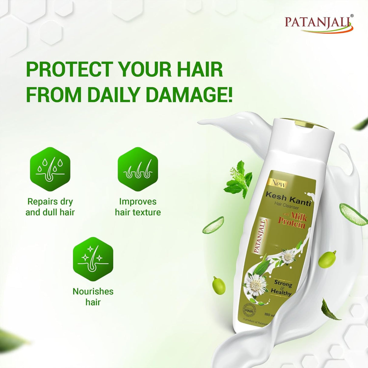 Patanjali Kesh Kanti Milk Protein Shampoo 180ml