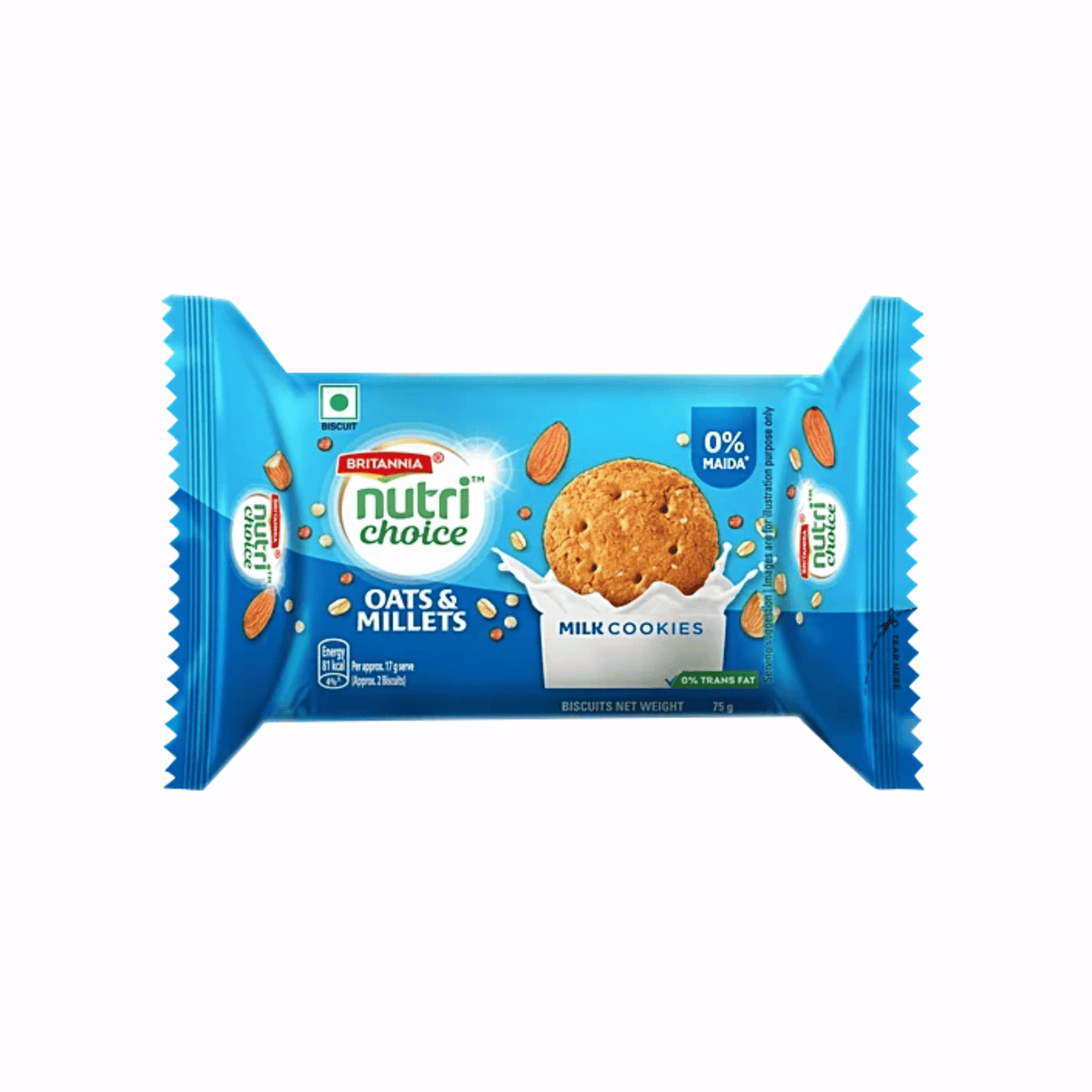 Britannia NutriChoice Oats Almond & Milk Biscuits 75g