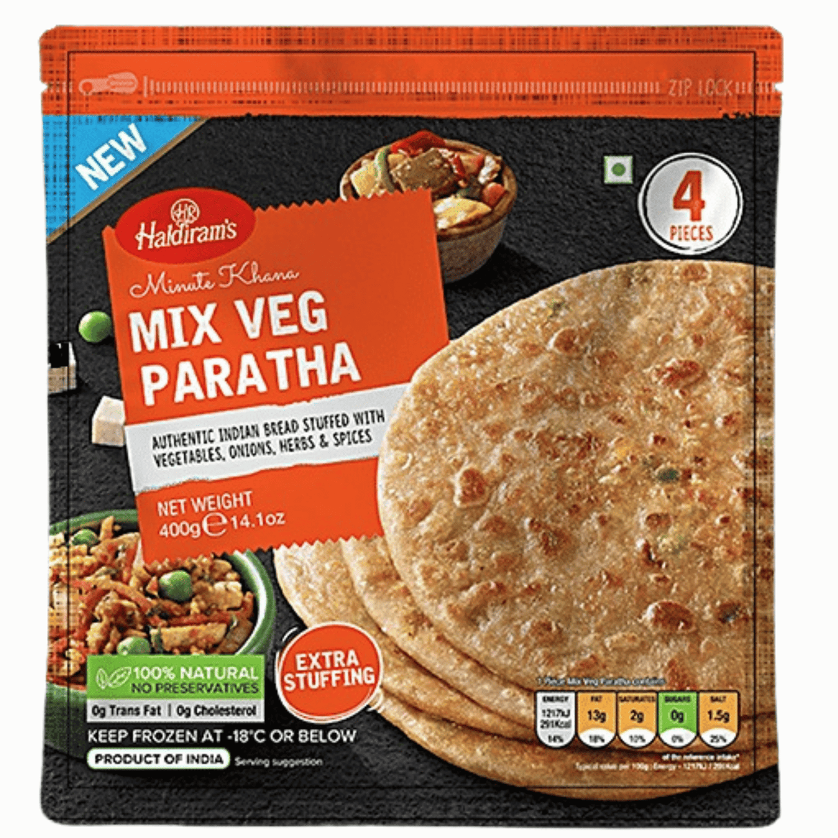 Haldiram's Mix Veg Paratha 4pcs (400g)