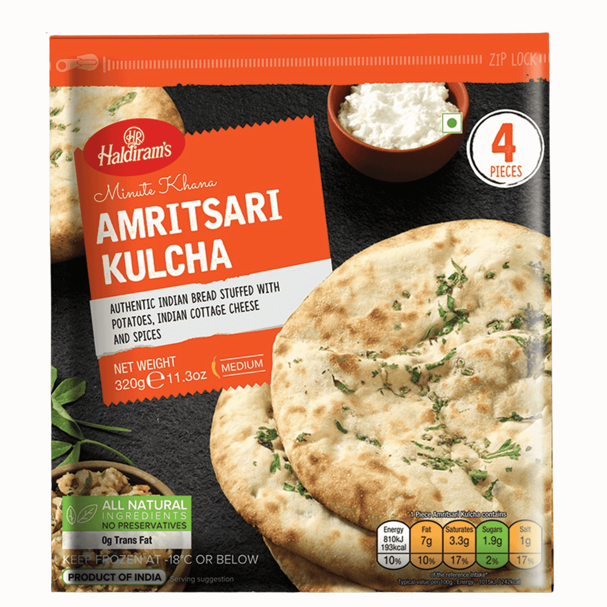 Haldiram's Amritsari Kulcha 4pcs (320g)
