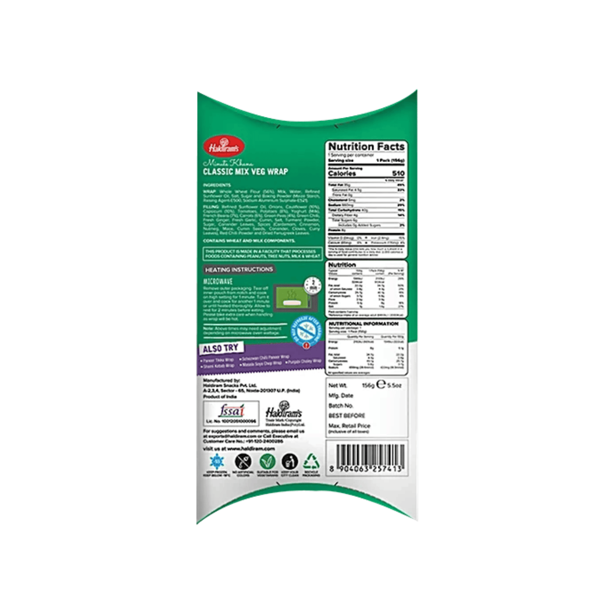 Haldiram's Classic Mix Veg Wrap 156g
