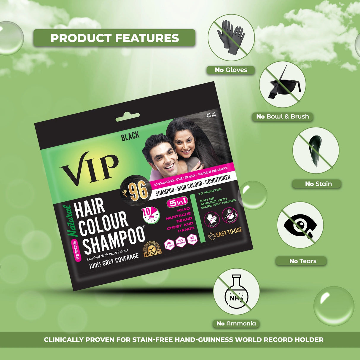 VIP Hair Colour Shampoo Black 20ml
