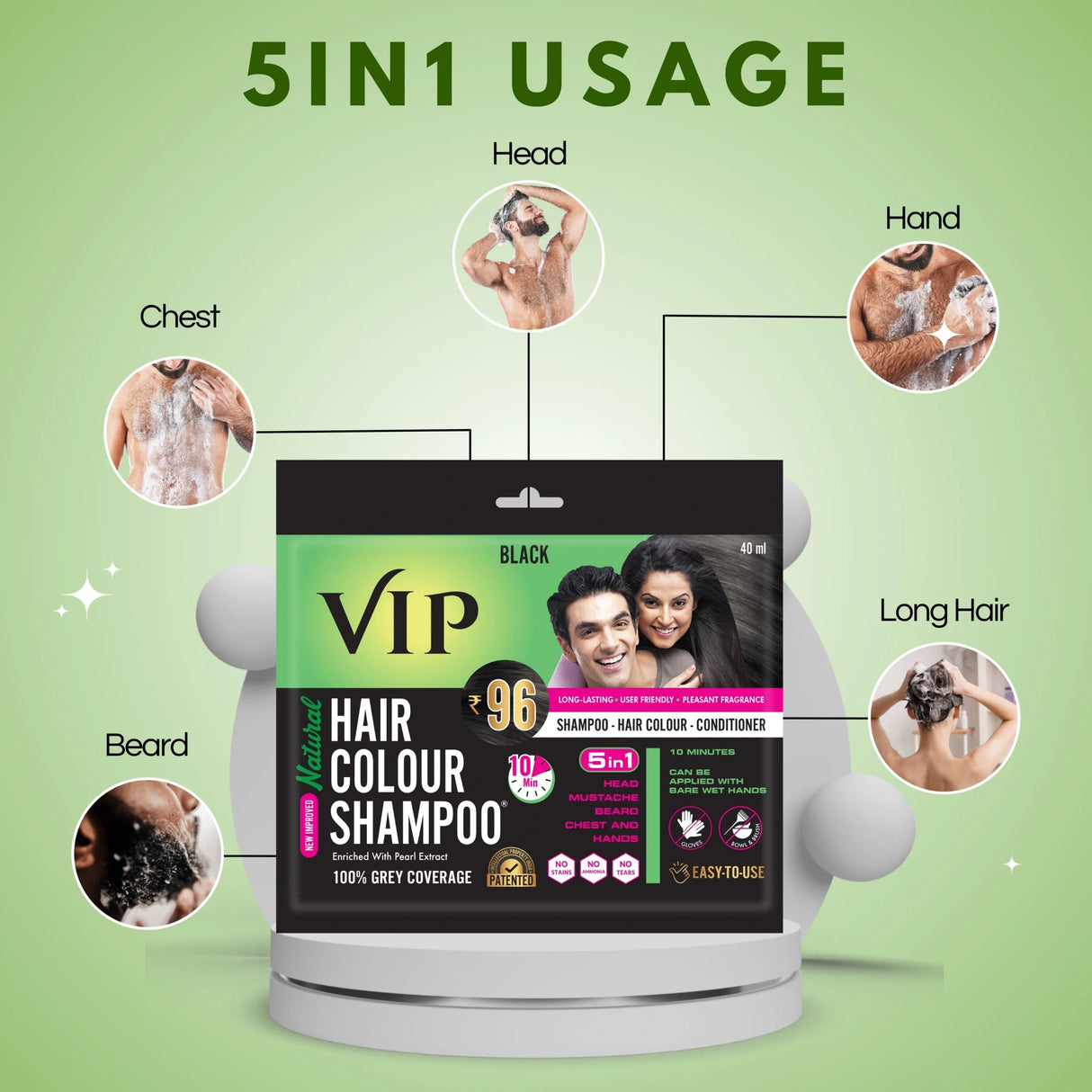 VIP Hair Colour Shampoo Black 20ml