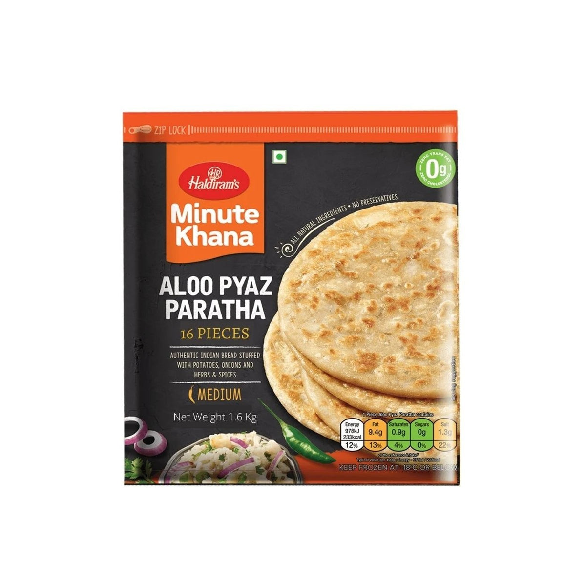 Haldiram's Aloo pyaz paratha (16pcs) 1.6kg