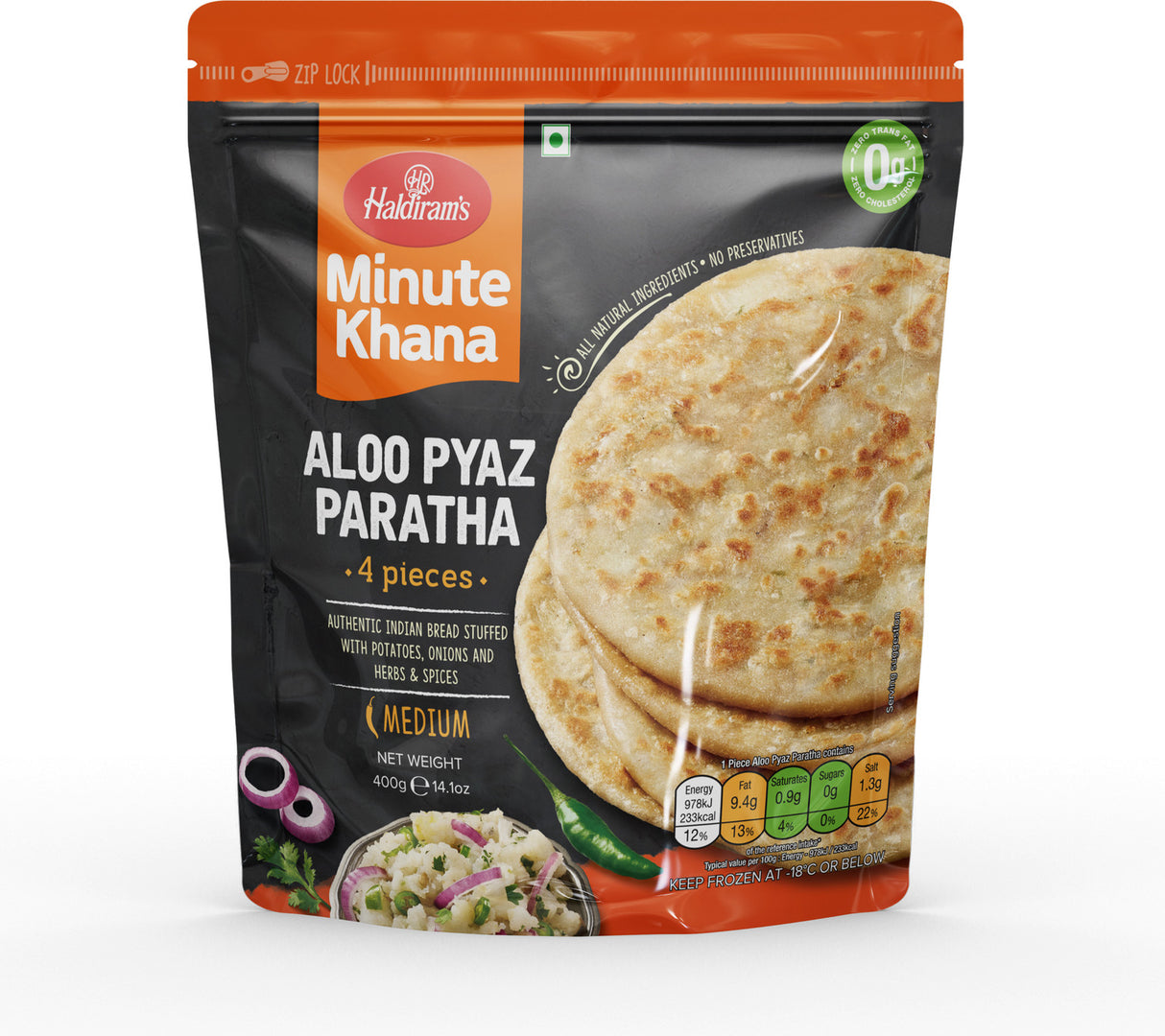 Haldiram's Aloo Pyaz Paratha 4pcs 400g