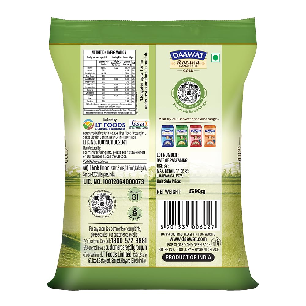 Daawat Rozana Basmati Rice 5kg