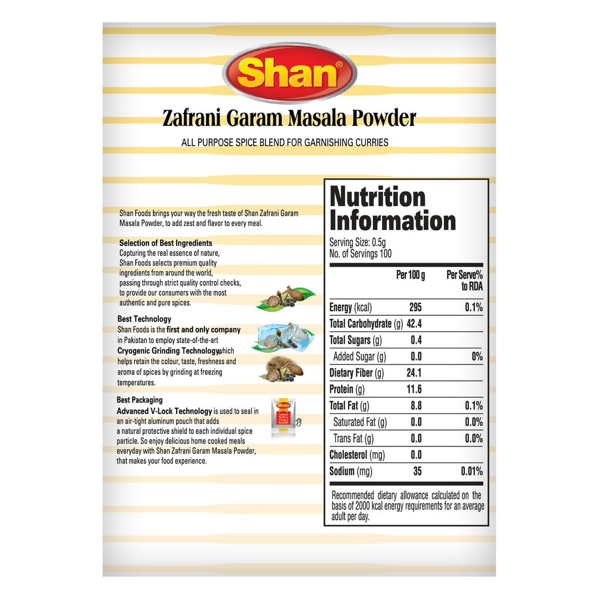 Shan Zafrani Garam Masala Powder 100g (50 G, 2 Pack)