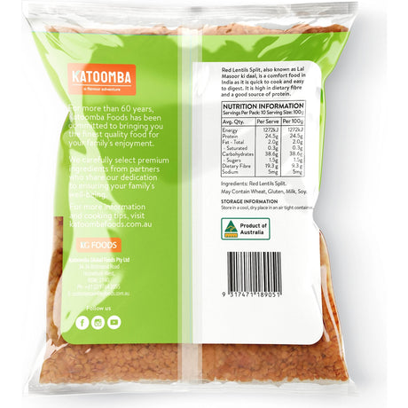 Katoomba Red Lentils Whole 1kg