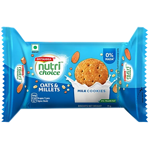 Britannia Nutri Choice Oats Almond & Milk 75g Biscuits