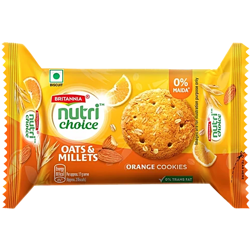 Britannia NutriChoice Oats Orange & Almond Biscuits, 75 g