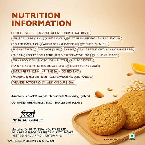 Britannia NutriChoice Oats Orange & Almond Biscuits, 75 g