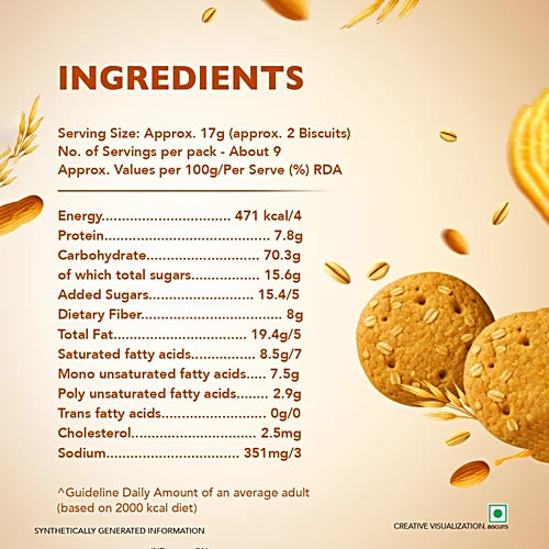 Britannia NutriChoice Oats Orange & Almond Biscuits, 75 g