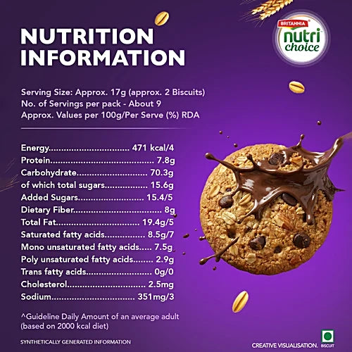 Britannia Nutri Choice Oats Almond & Milk 75g Biscuits