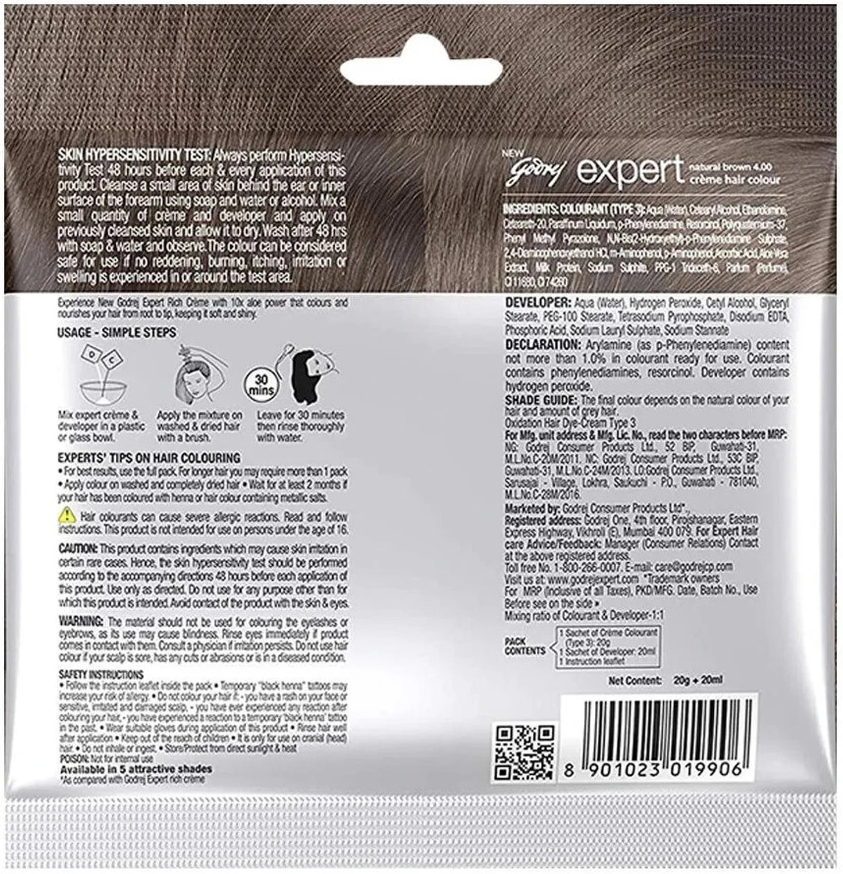 Godrej Hair Colour Cream (Natural Brown) 20ml+20ml