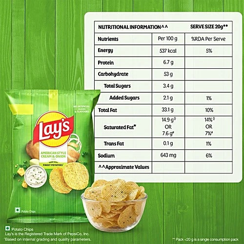 Lays Chips  American Style  Cream and Onion 52g