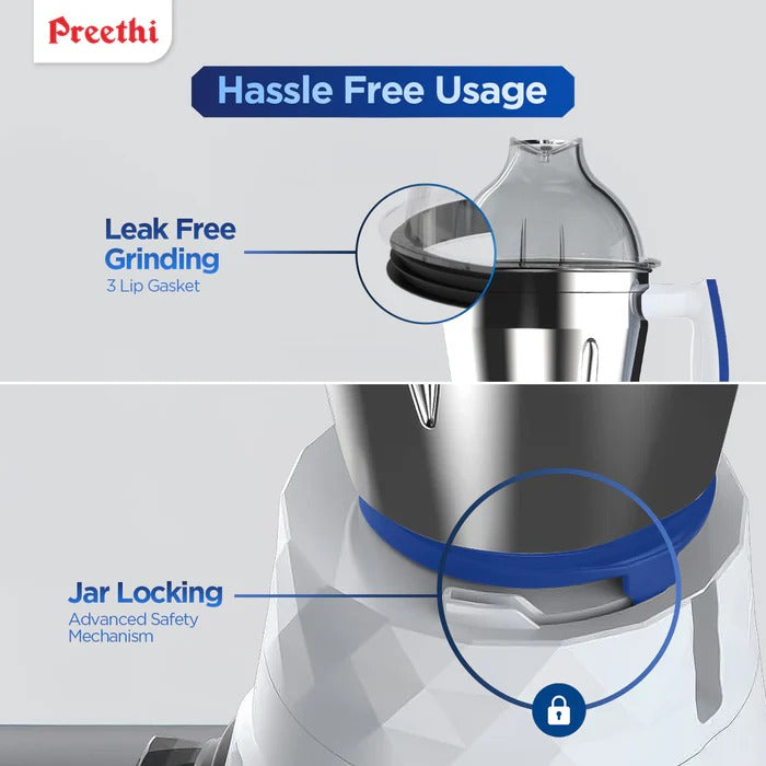 Preethi Blue Leaf Gold (Mixer Grinder with Flexible ) 750W