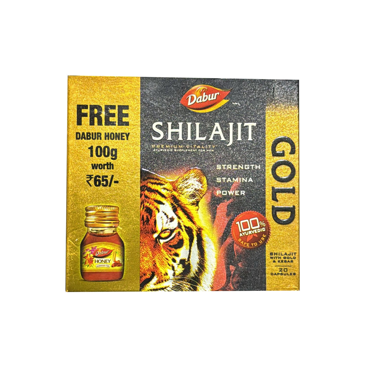 Dabur Shilajit Gold 20 Capsules Free Dabur Honey 100g
