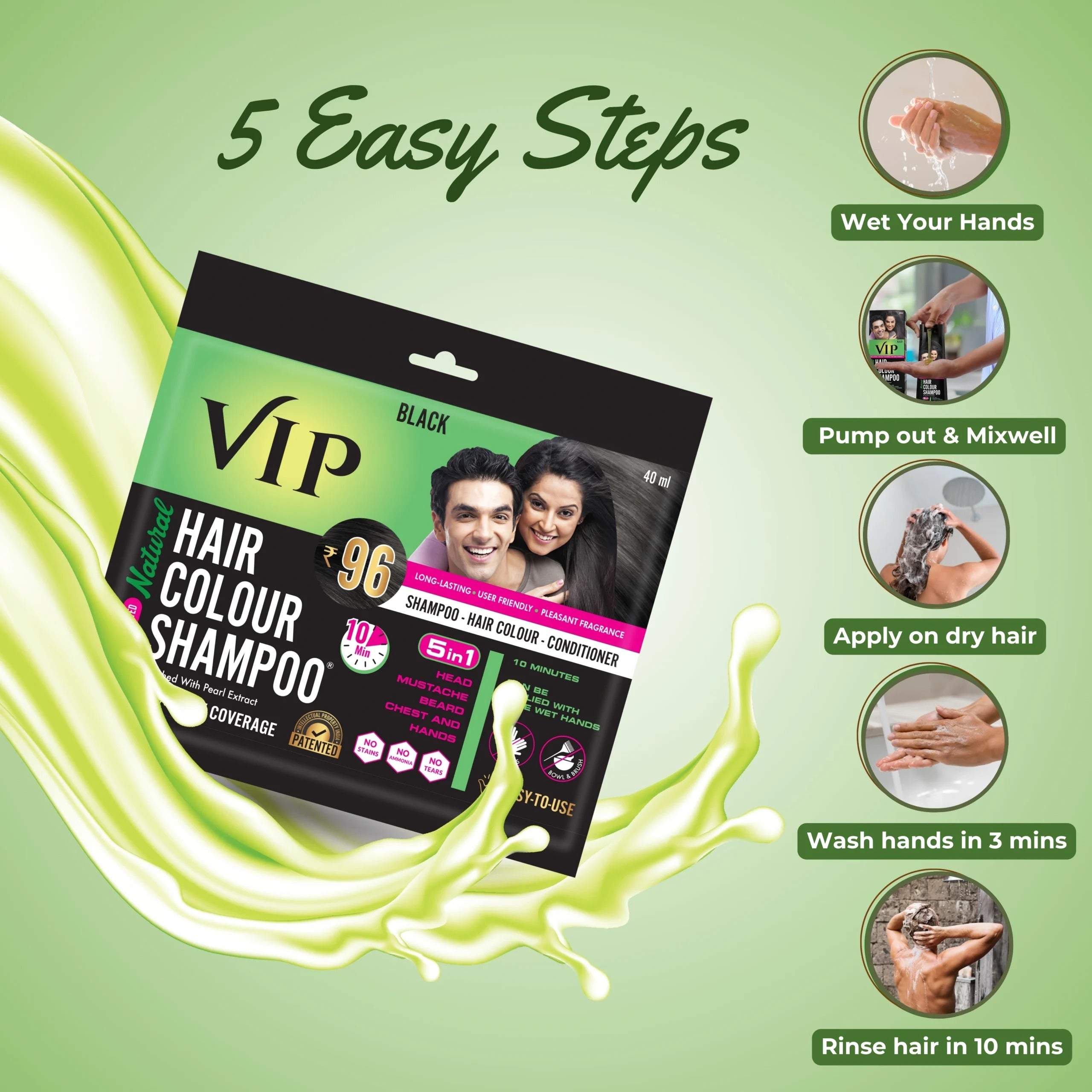 VIP Hair Colour Shampoo Black 20ml
