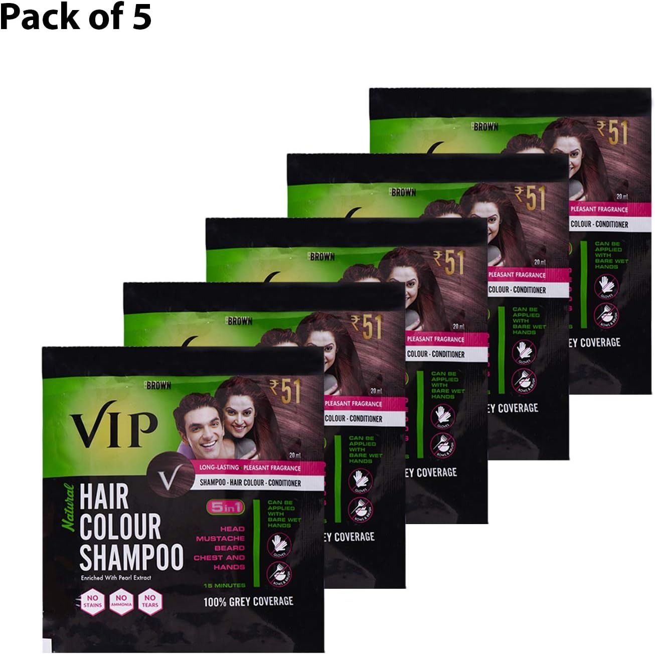 VIP Hair Colour Shampoo Brown 20ml