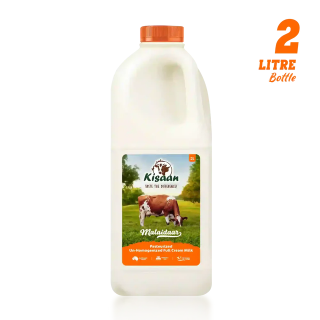 Kisaan Cow MIlk Full Cream (Pasteurized Un-Homogenized) 2L